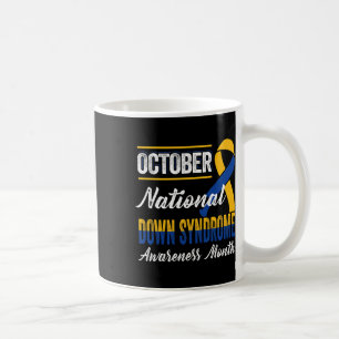 Oktobergeel en blauw lintdown-syndroom koffiemok
