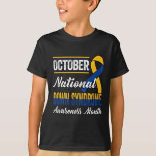 Oktobergeel en blauw lintdown-syndroom t-shirt