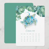 Oktoberkalender-Kaart, Zee Turtle Menu (Voorkant / Achterkant)