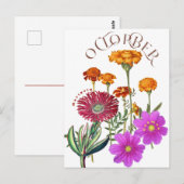 Oktobermaand Bloemen Marigold Cosmos Fancy Briefkaart (Voorkant / Achterkant)
