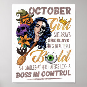 Oktobermeisje Birthday Halloween Skeleton Poster