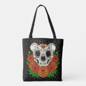Oktober's Marigolds & Beer Skull Tote Bag (Achterkant)