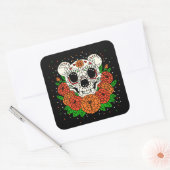 Oktober's Marigolds & Beer Skull Vierkante Sticker (Envelop)