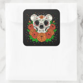 Oktober's Marigolds & Beer Skull Vierkante Sticker (Tas)