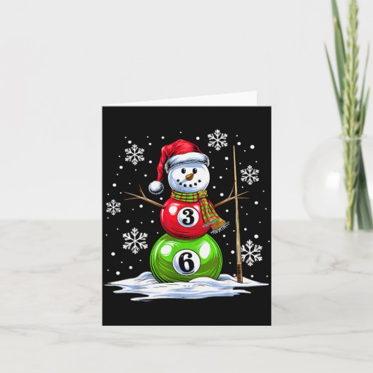 Ol Game Snowman Billiards Player Funny Christmas Kaart (Voorkant)