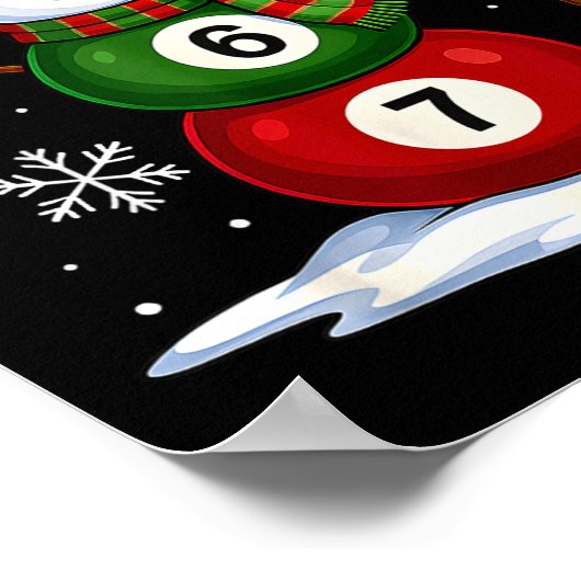 Ol Game Snowman Billiards Player Funny Christmas  Poster (Hoek)