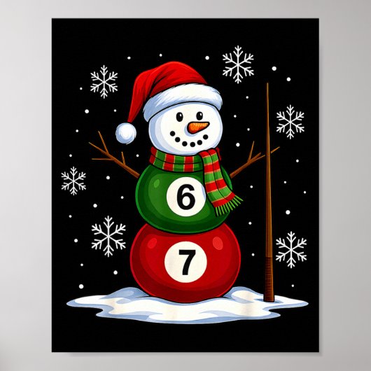 Ol Game Snowman Billiards Player Funny Christmas  Poster (Voorkant)