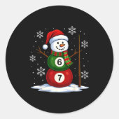 Ol Game Snowman Billiards Player Funny Christmas  Ronde Sticker (Voorkant)