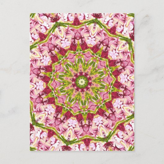 Ola Boo's roze en groene Kaleidescoop Briefkaart (Voorkant)