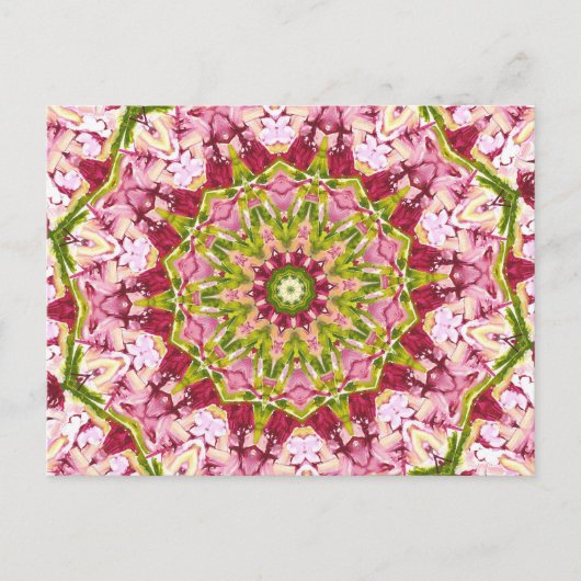 Ola Boo's roze en groene Kaleidescoop Briefkaart (Voorkant)