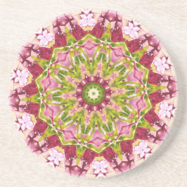 Ola Boo's roze en groene Kaleidescoop Zandsteen Onderzetter