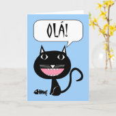 Olá! De Kaart van het hallo in het Portugees, Kat (Gele Bloem)