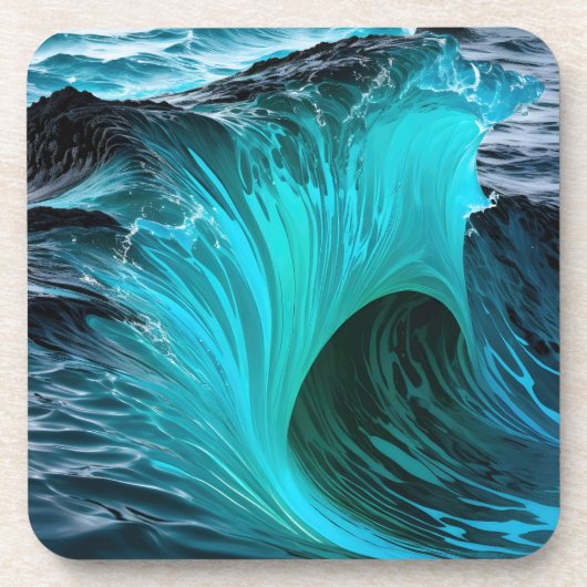 "Ola Tiburón" Blauwe Haai Wave Bier Onderzetter (Voorkant)