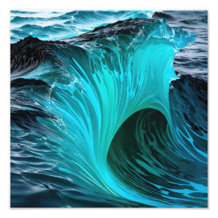 "Ola Tiburón" Blauwe Haai Wave Foto Afdruk