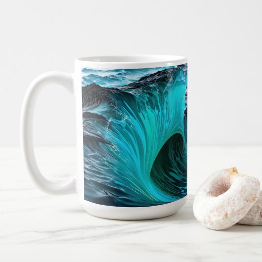 "Ola Tiburón" Blauwe Haai Wave Koffiemok (Met donut)