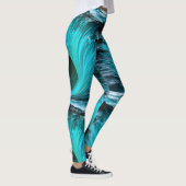 "Ola Tiburón" Blauwe Haai Wave Leggings (Rechts)