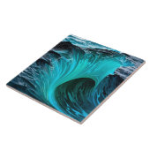 "Ola Tiburón" Blauwe Haai Wave Tegeltje (Zijkant)