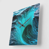 "Ola Tiburón" Blauwe Haai Wave Vierkante Klok (Hoek)