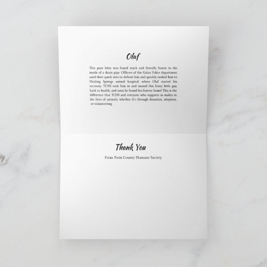 Olaf - Hartelijk dank Kaart (Binnen)