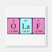Olaf periodiek table name magnet (Voorkant)