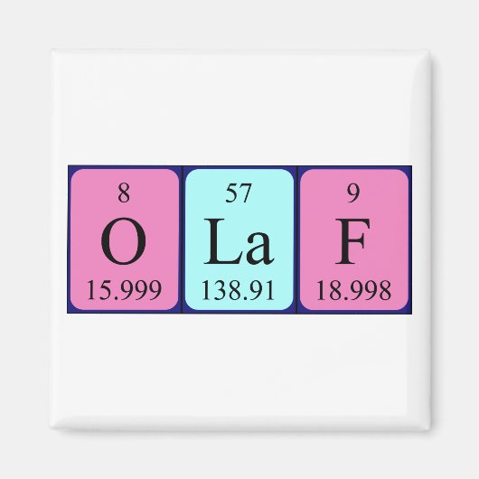 Olaf periodiek table name magnet (Voorkant)