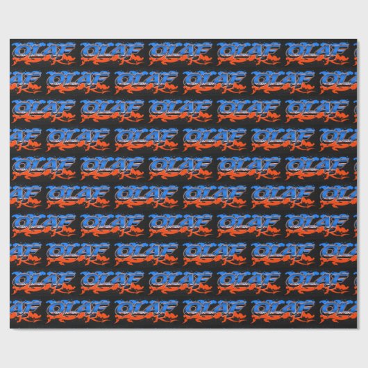 Olaf Vorname Name Graffiti blue orange Cadeaupapier (Vlak)