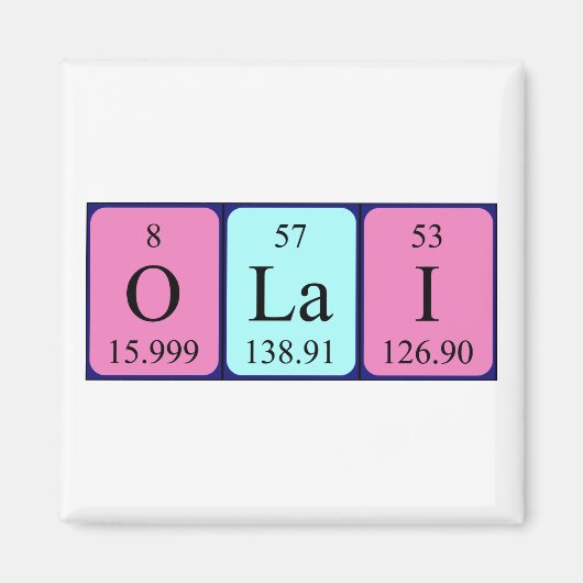 Olai periodieke tabelnaam magnet (Voorkant)