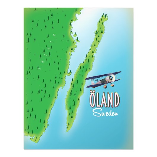 Öland Zweedse eilandkaart Foto Afdruk (Voorkant)