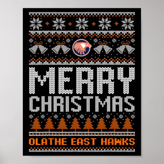 Olathe East Hawks Logo vrolijk kerstlelijk zweet Poster (Voorkant)