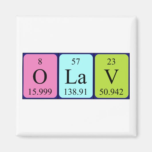 Olav periodieke tabelnaam magnet (Voorkant)