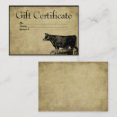 Ol'Bessy Cow- Prim Cards voor Cadeaubonnen Kortingskaartje (Voorkant / Achterkant)