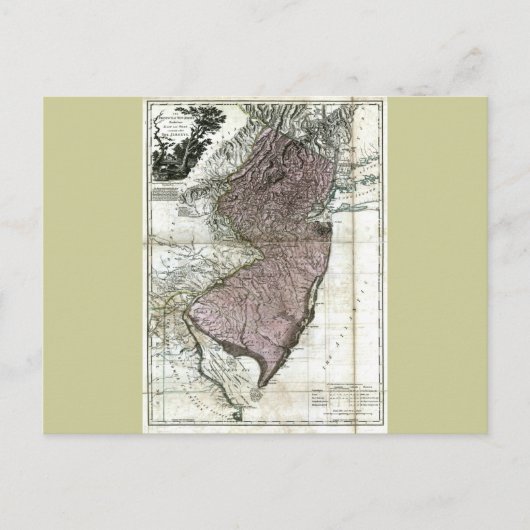 Old 1777 New Jersey Map Briefkaart (Voorkant)
