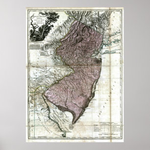 Old 1777 New Jersey Map Poster