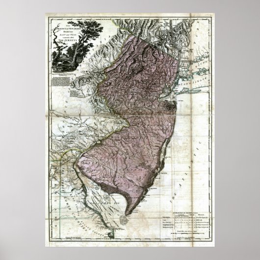 Old 1777 New Jersey Map Poster (Voorkant)