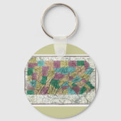 Old 1829 Pennsylvania Map Sleutelhanger (Voorkant)