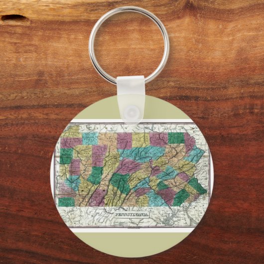 Old 1829 Pennsylvania Map Sleutelhanger (Voorkant)