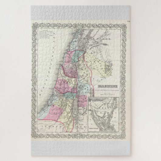 Old 1855 Historic State of Palestine Jerusalem Legpuzzel (Verticaal)