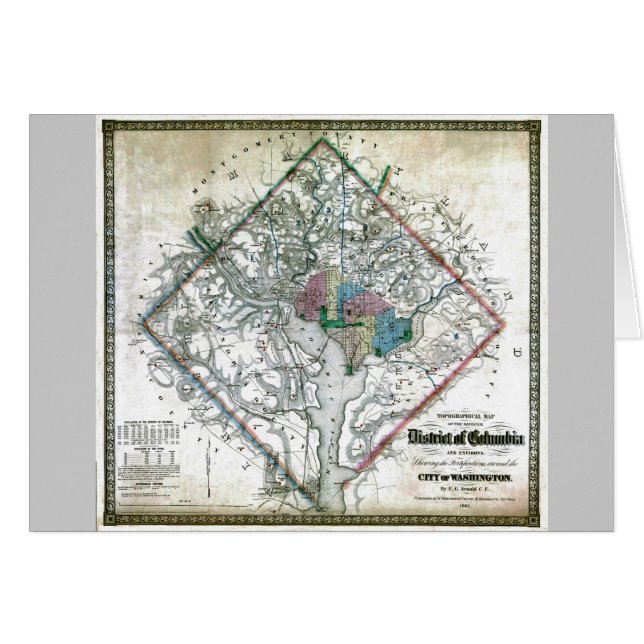 Old 1862 Washington District of Columbia Map (Voorkant Horizontaal)