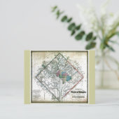 Old 1862 Washington District of Columbia Map Briefkaart (Staand voorkant)