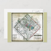 Old 1862 Washington District of Columbia Map Briefkaart (Voorkant / Achterkant)