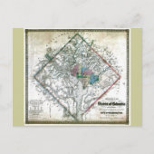 Old 1862 Washington District of Columbia Map Briefkaart (Voorkant)