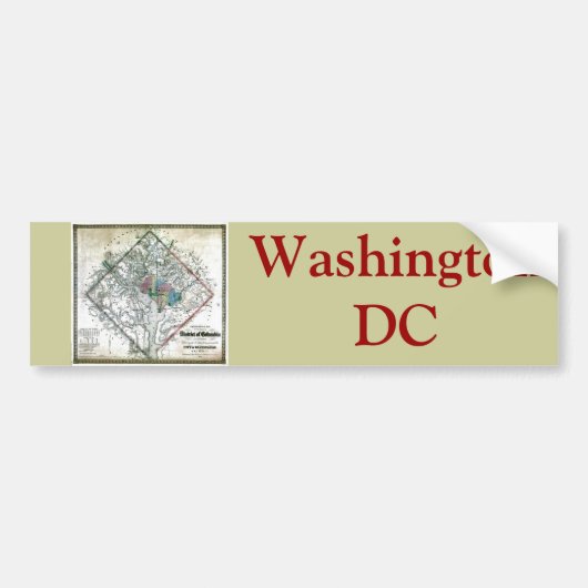 Old 1862 Washington District of Columbia Map Bumpersticker (Voorkant)