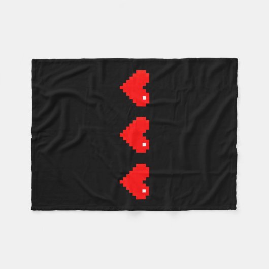 Old 8 Bit Heart Arcade Retro Xel Gamer Valentine's Fleece Deken (Voorkant (Horizontaal))