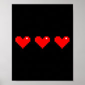Old 8 Bit Heart Arcade Retro Xel Gamer Valentine's Poster (Voorkant)