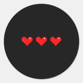 Old 8 Bit Heart Arcade Retro Xel Gamer Valentine's Ronde Sticker (Voorkant)