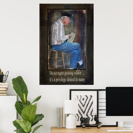 Old Accordion Man Poster (Thuiskantoor)