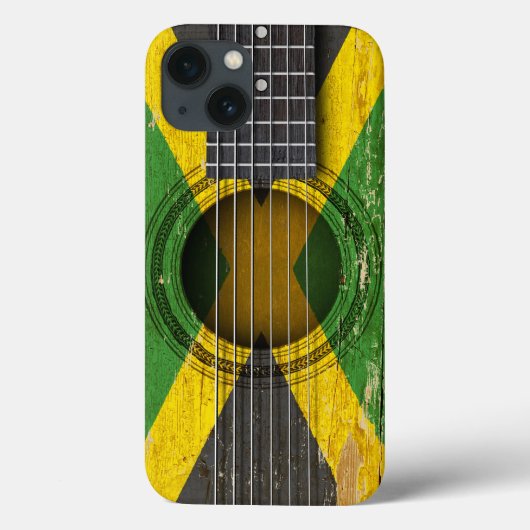 Old Acoustic Guitar with Jamaican Flag Case-Mate iPhone Case (Achterkant)