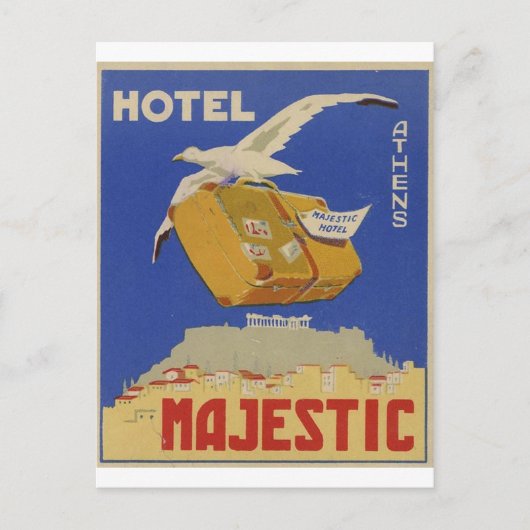 Old Advert Athens Greece Hotel Majestic Briefkaart (Voorkant)
