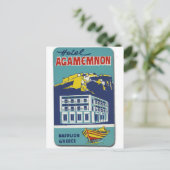 Old Advert Nafplio Greece Hotel Agamemnon Briefkaart (Staand voorkant)