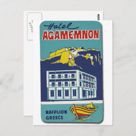Old Advert Nafplio Greece Hotel Agamemnon Briefkaart (Voorkant / Achterkant)